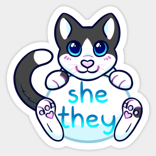 Kitty Pronouns - She/They Sticker